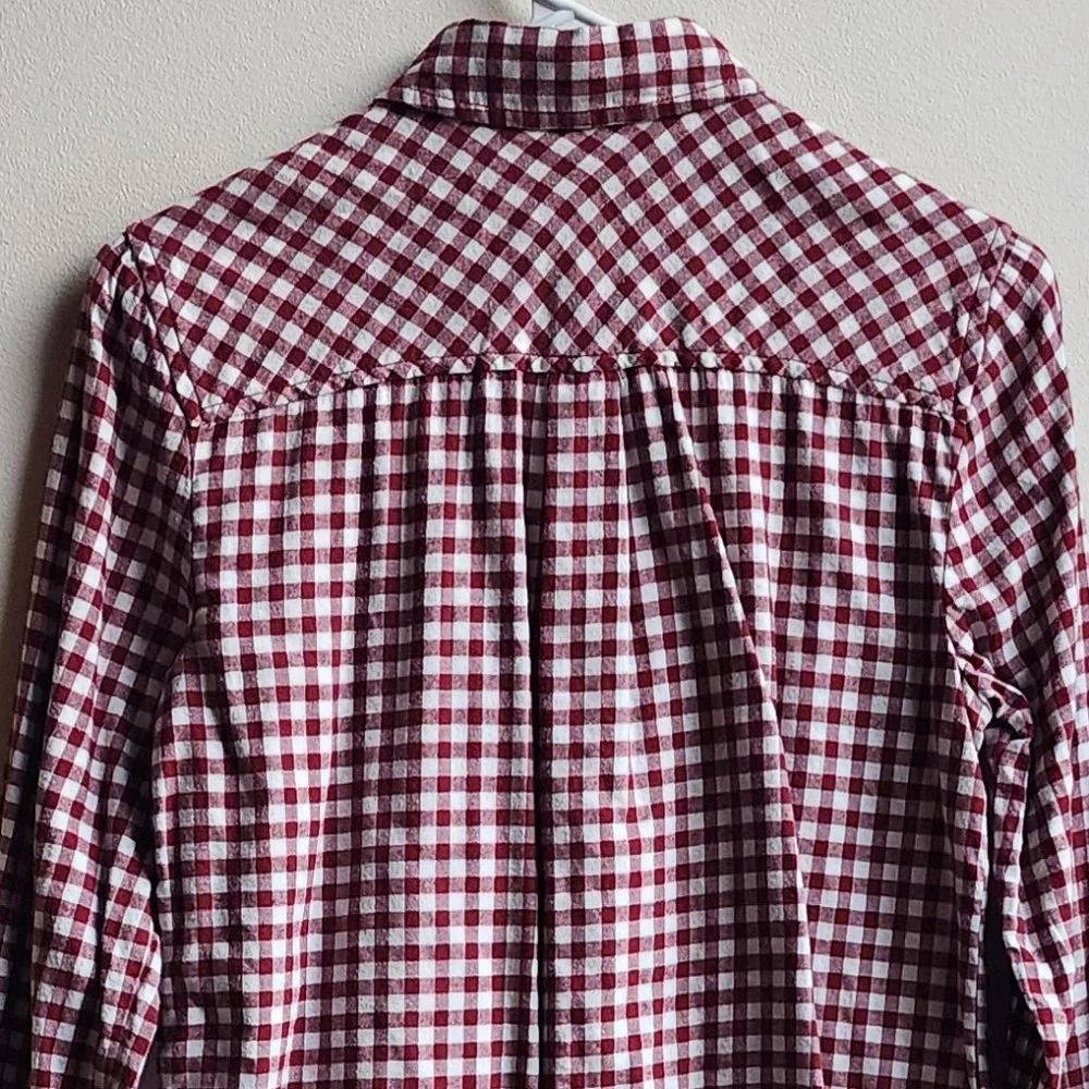 J. Crew Mercantile Red/White Gingham Flannel Button Down Shirt Size XS